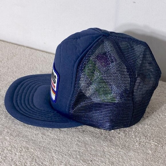 Vintage Navy Blue Loomis Snap Back Mesh Back Trucker Style Hat - Picture 3 of 13